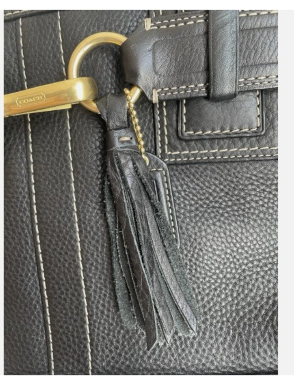 Coach Bag Hampton Pebbled Leather Black Shoulder Bag Purse Pristine E06S-10213 - Picture 6 of 9